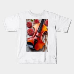 Dahlias And Baroque Violin Kids T-Shirt